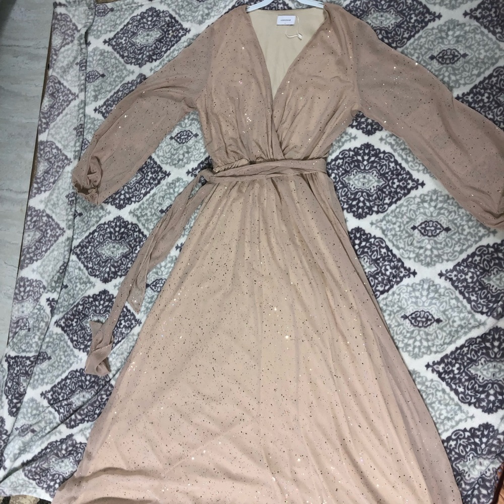 Adrienne long sleeve cream/beige/tan dress